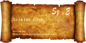 Sziklai Elek névjegykártya